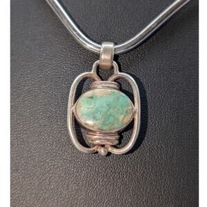 Vintage Marked and Tested 925 Sterling Silver Blue Green Stone Pendant (Only)